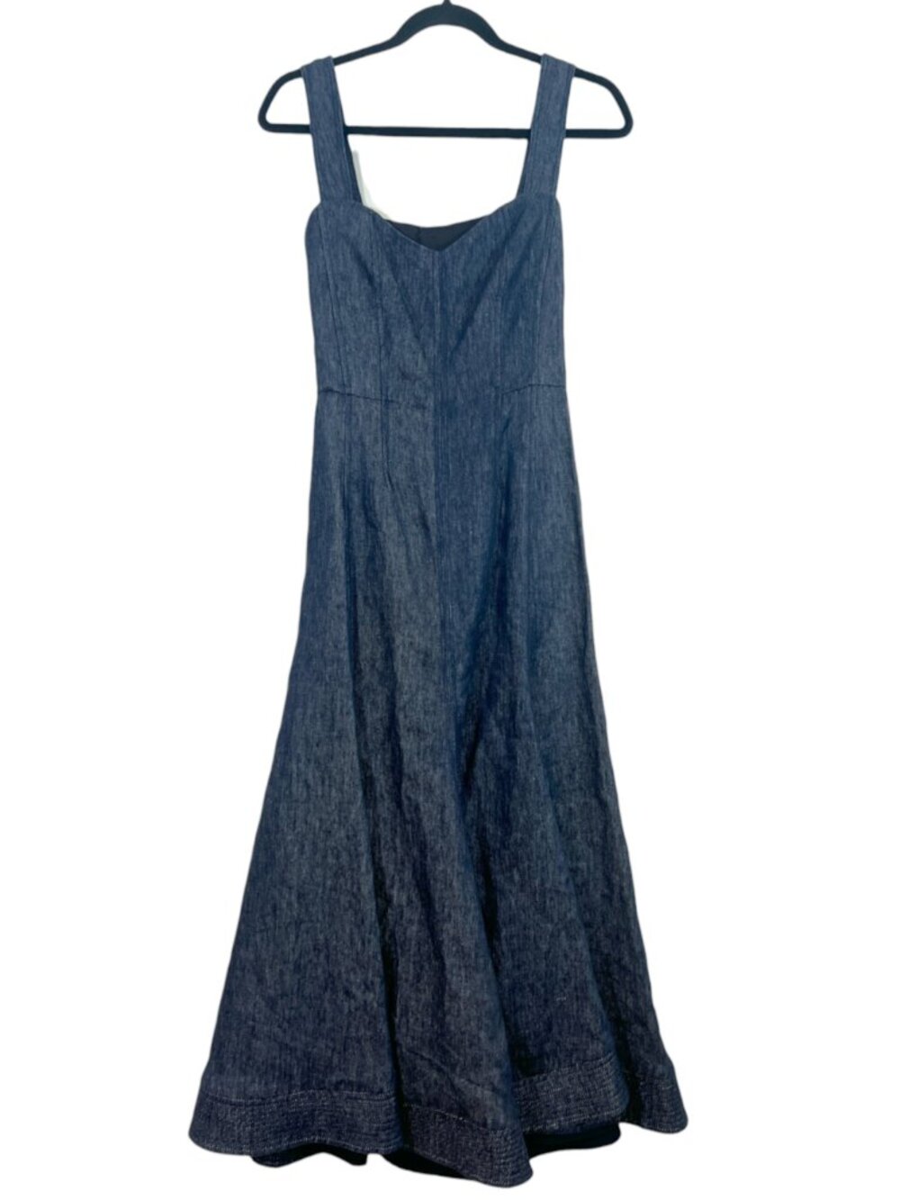 Gabriela Hearst Linen Denim Chambray Open Back Maxi Dress Size 40